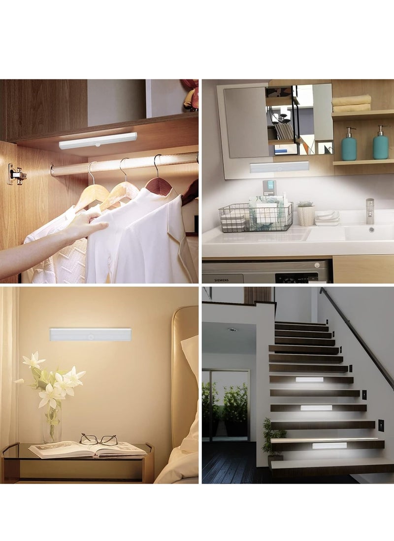 RATSAW - 3 Pack Motion Sensor Light Bar Night Light for Room Stick-On Anywhere Wireless Battery Operated 10 LEDs Closet Lights Wardrobe Lighting LED Light White - Image 1