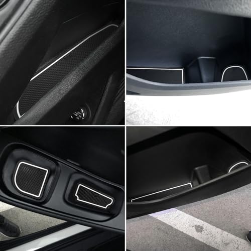 Auovo Anti Dust Door Mats for Chevy Traverse Accessories 2023 2022 2021 2020 2019 2018 Interior Custom Fit Door Cup Center Console Liners (White, 28pcs/Set) - Image 3