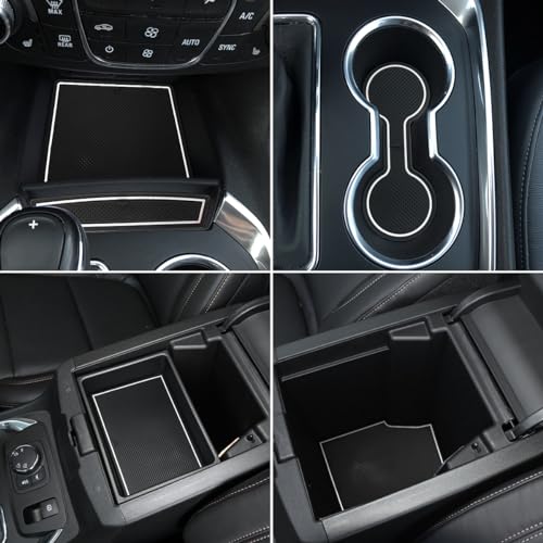 Auovo Anti Dust Door Mats for Chevy Traverse Accessories 2023 2022 2021 2020 2019 2018 Interior Custom Fit Door Cup Center Console Liners (White, 28pcs/Set) - Image 2