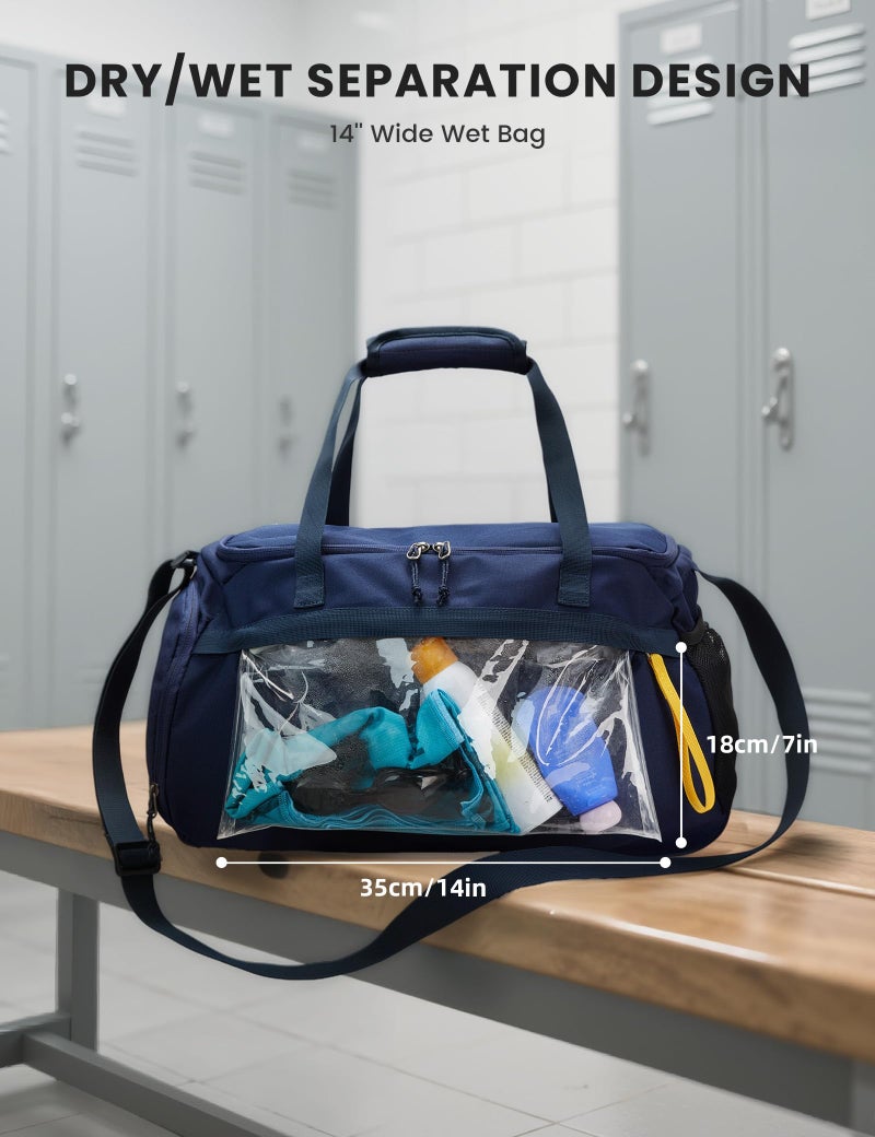 SKYSPER Gym Bag for Men & Women with Shoe Compartment, Carry-on Gym Duffle Bag for Travel and Sports, Workout Overnight Bag with Large Wet Pocket, Blue - Image 3