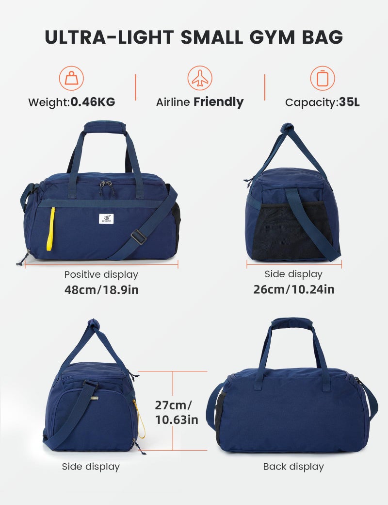 SKYSPER Gym Bag for Men & Women with Shoe Compartment, Carry-on Gym Duffle Bag for Travel and Sports, Workout Overnight Bag with Large Wet Pocket, Blue - Image 2