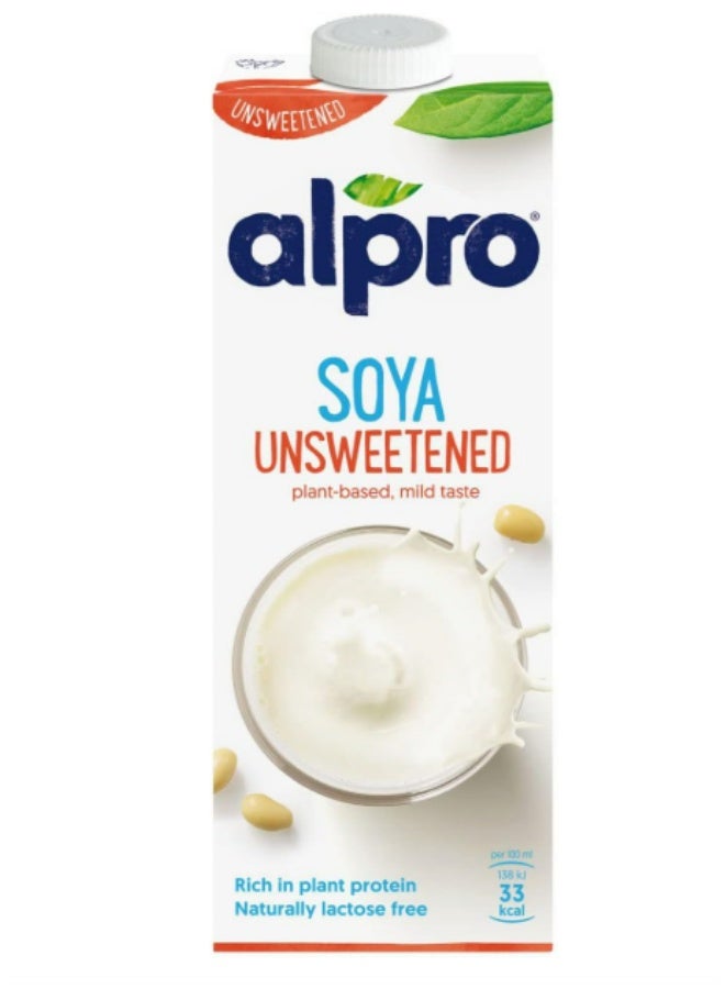 Alpro Soya Unsweetened Drink, 100% Plant-Based, Lactose & Dairy Free - 1L