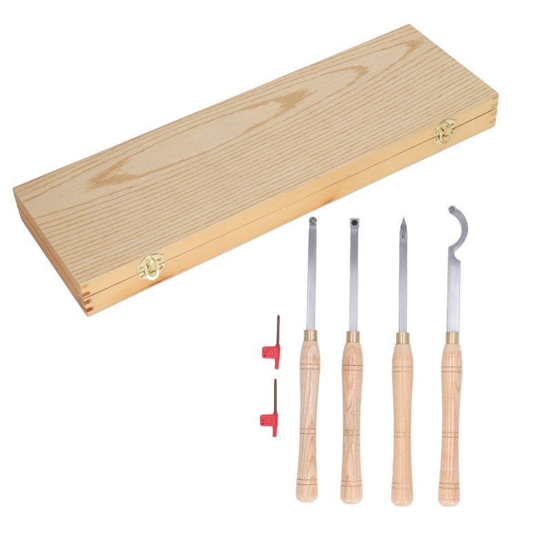 Lathe Tool: Hard Alloy Steel Tip, Rotatable Cutterhead - Removable Design, Polished Manchurian Ash Handle for Woodworking Carvers Artists With Storage Box - Image 1