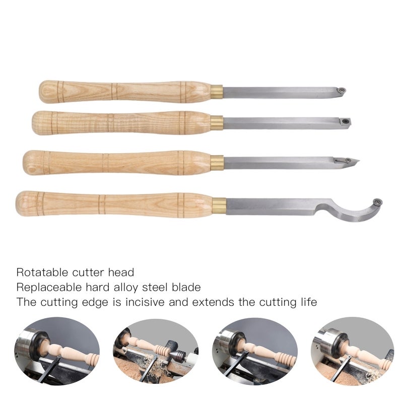 Lathe Tool: Hard Alloy Steel Tip, Rotatable Cutterhead - Removable Design, Polished Manchurian Ash Handle for Woodworking Carvers Artists With Storage Box - Image 5