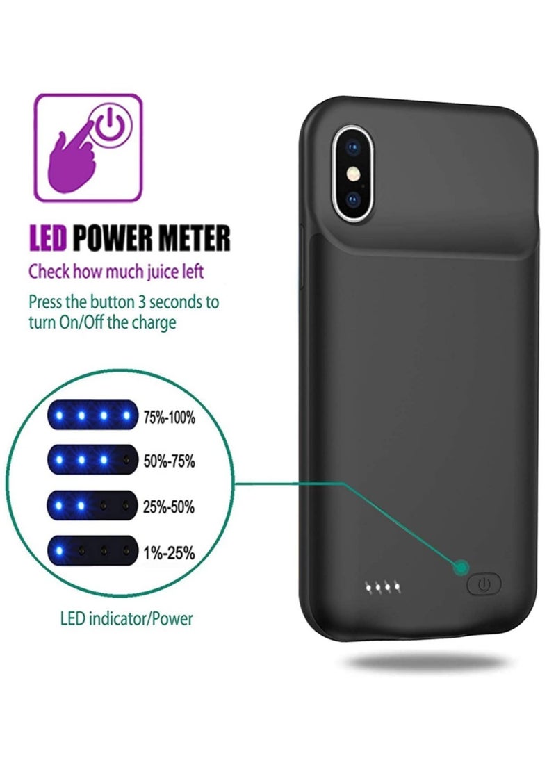 حافظة بطارية لهاتف iPhone XS/X/10، حافظة شحن محمولة قابلة لإعادة الشحن بسعة 3200 مللي أمبير في الساعة مع غطاء بطارية ممتد وحافظة شاحن باور بانك لهاتف iPhone Xs/X[5.8 بوصة - Image 2
