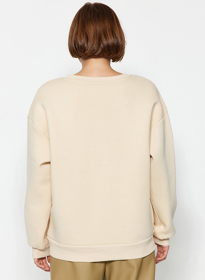 Oversize/Relaxed Cut Basic Crew Neck Thick/Polar inside Knitted Sweatshirt TWOAW24SW00102