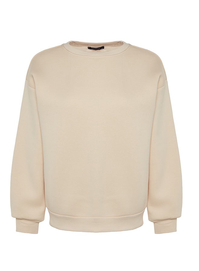 Oversize/Relaxed Cut Basic Crew Neck Thick/Polar inside Knitted Sweatshirt TWOAW24SW00102