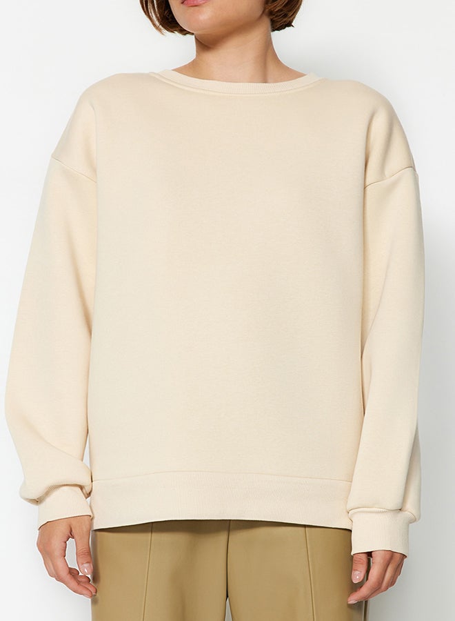 Oversize/Relaxed Cut Basic Crew Neck Thick/Polar inside Knitted Sweatshirt TWOAW24SW00102