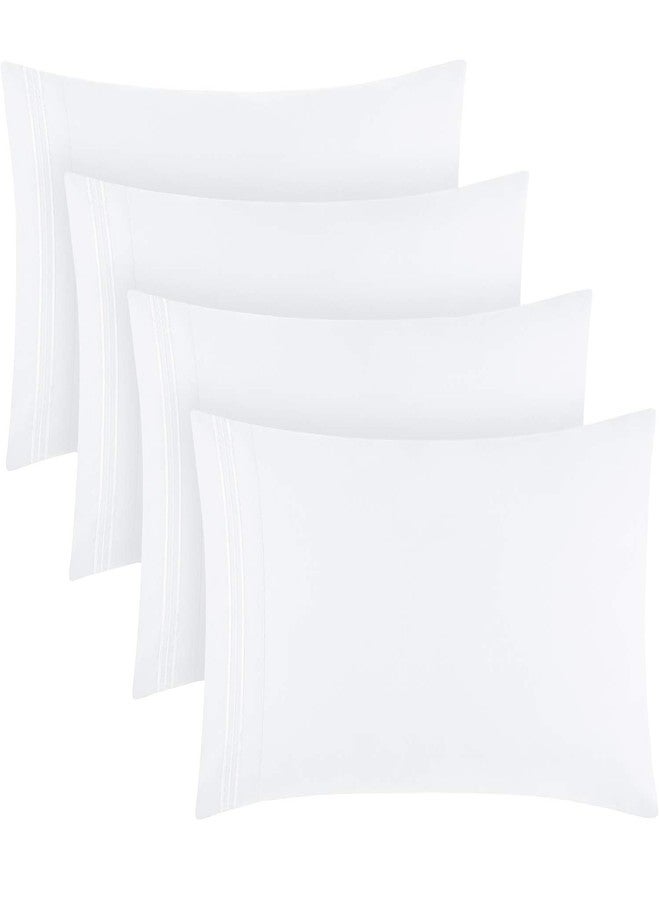 Mellanni Pillow Cases Set - 4 PC Iconic Collection Pillowcases - Hotel Luxury, Extra Soft, Cooling Pillow Covers - Wrinkle, Fade, Stain Resistant (Standard/Queen 20" x 30", White) - Image 1
