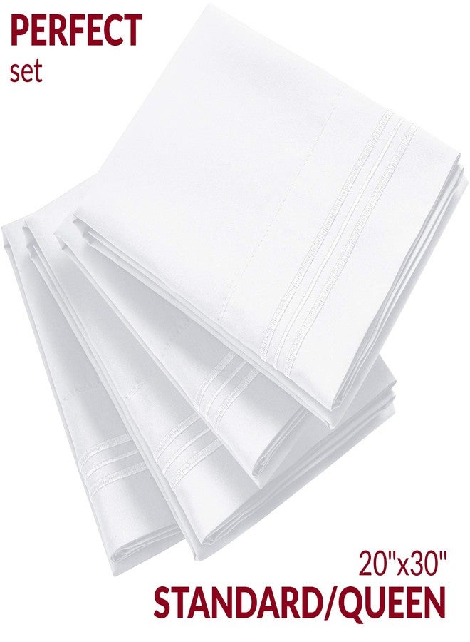 Mellanni Pillow Cases Set - 4 PC Iconic Collection Pillowcases - Hotel Luxury, Extra Soft, Cooling Pillow Covers - Wrinkle, Fade, Stain Resistant (Standard/Queen 20" x 30", White) - Image 2