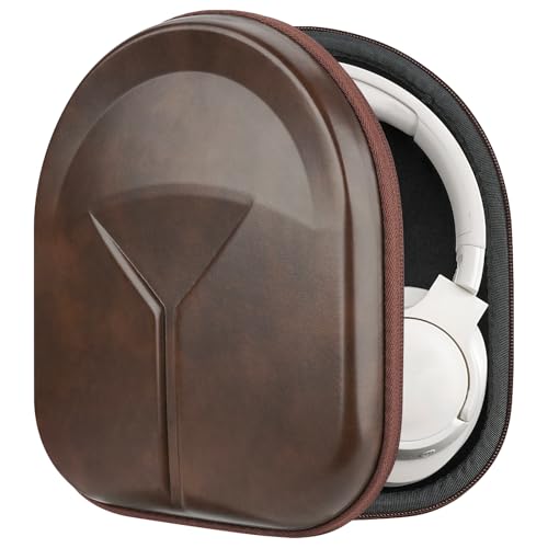 Geekria Shield Headphones Case Compatible with Sony WH-1000XM5, Bose QC Ultra II, JBL Live 650BTNC and More, Replacement Hard Shell Travel Carrying Bag with Cable Storage (Dark Brown) - Image 1
