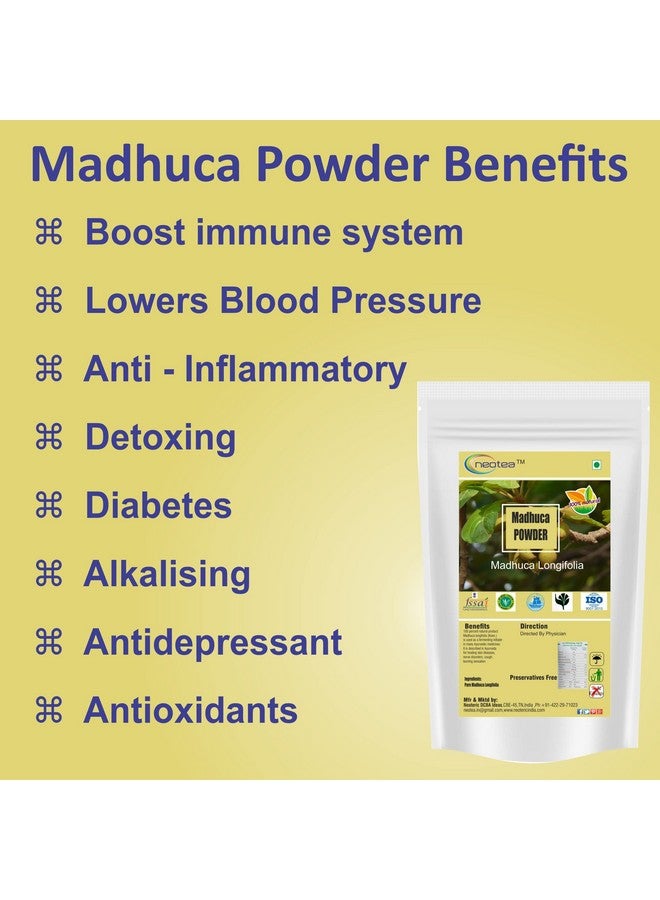 neotea مسحوق نيوتيا ماهوا تشيلكا | مادوكا لونغيفوليا | زهرة ماهوا المجففة الطبيعية النقية | مسحوق فاكهة موهوا | شجرة الزبدة الهندية | إيلليبي | إبا | صحة الجهاز الهضمي | العناية بالبشرة | معزز الطاقة | 100% عضوي - 300 جرام - Image 3