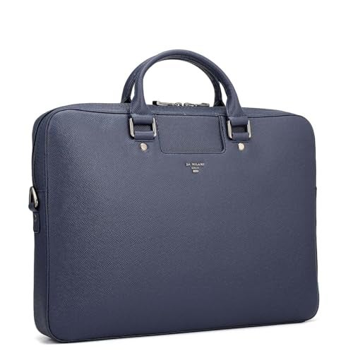 Da Milano Leather Laptop Bag for Men & Women - Fits Up To 15" - Blue (10067M-A) - Image 3