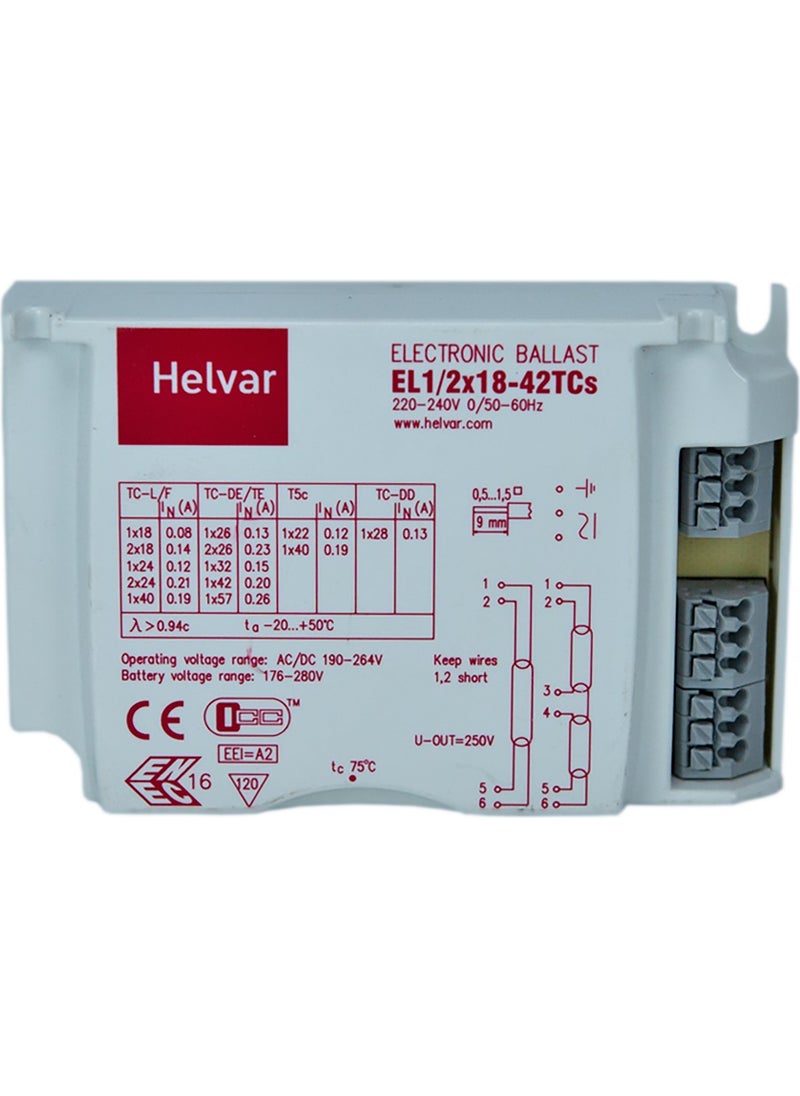 Helvar 1/2 x 18W/42W Electronic Ballast 