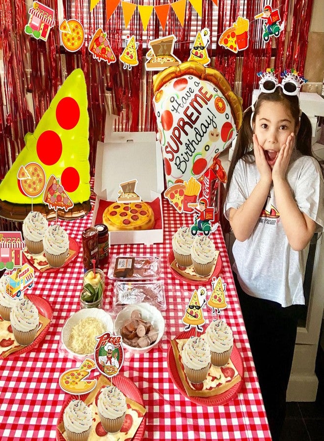 Roaring Good Time 17 قطعة من زينة حفلات البيتزا، هدايا حفلات البيتزا، لوازم حفلات البيتزا، زينة حفلات أعياد الميلاد، بالونات على شكل شرائح بيتزا، بالونات حفلات الأطفال - Image 3