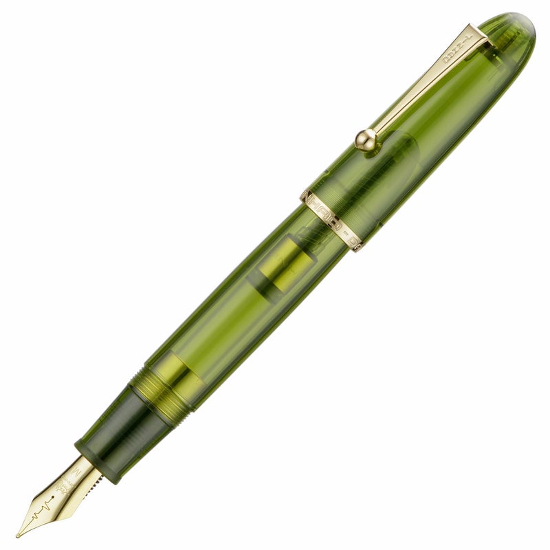 Lanxivi Jinhao 9019 Fountain Pen Dadao Series Heartbeat Nib, #8 Medium Point Green Acrylic Gold Trim with Large Converter - Image 3
