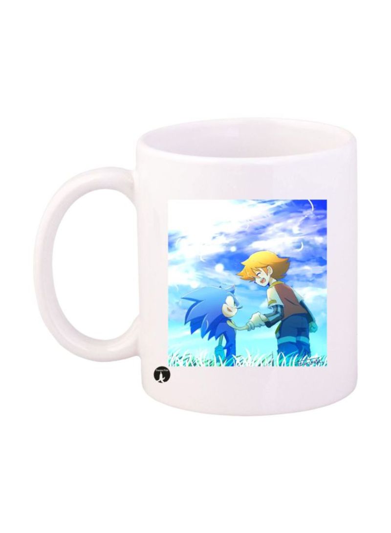 RKN Sonic Video Game Printed Mug White/Blue/Gold Standard Size