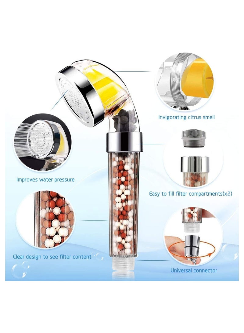 Vitamin C Filter Shower Head with 3 Replacement Balms Handheld High Pressure Remove Chlorine for Hard Water Softener Citrus Smell Dry Skin and Hair Loss - Image 5