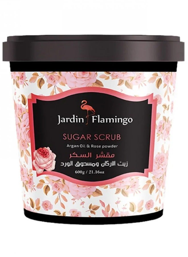 Jardin Flamingo sugar scrub with argan oil and rose powder 600 g