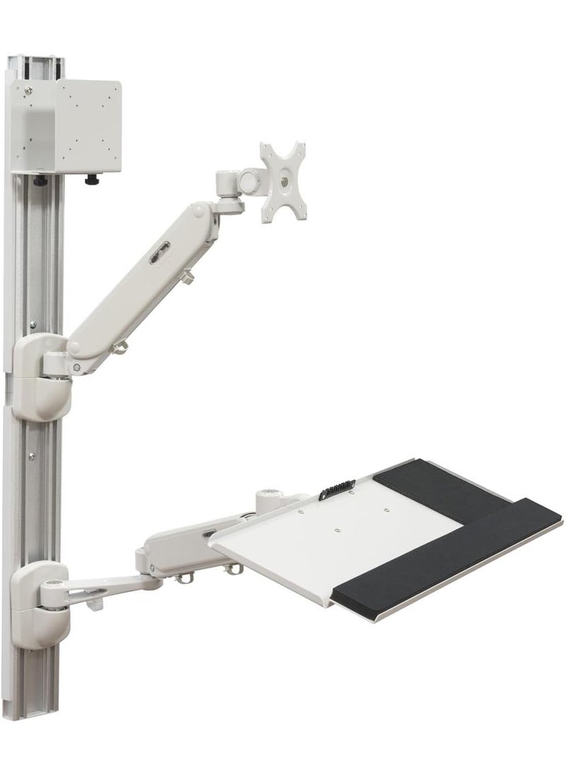 Displays2go Displays2go Wall Mounted Computer Station Monitor Mount CPU Holder Adjustable Arms DWSSW01WT  - Image 3