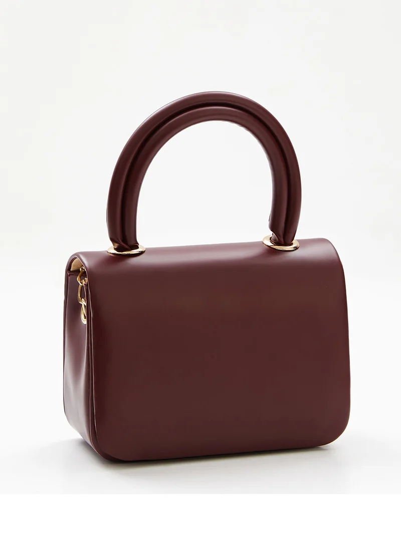 Wecre8 Maroon Mini Top Handle Bag with Chain Strap