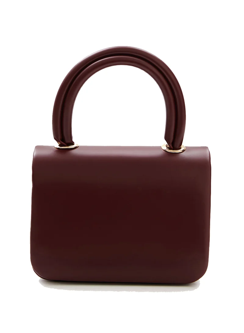 Wecre8 Maroon Mini Top Handle Bag with Chain Strap