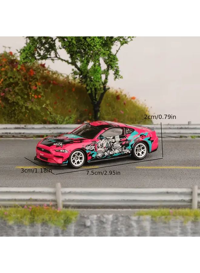 Pink 1 64 Scale Ford Mustang GT Alloy Car Model Push Action Sliding Toy - Image 3