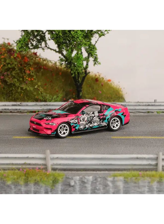 Pink 1 64 Scale Ford Mustang GT Alloy Car Model Push Action Sliding Toy - Image 1