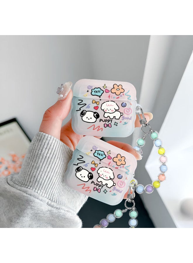 Shell Sister جراب حماية بتصميم كلب جرافيتي لسماعات AirPods 4 مع سلسلة تعليق، جراب سماعات بلوتوث لاسلكية من Apple، مقاوم للسقوط، تصميم مبتكر مانع للانزلاق - Image 2