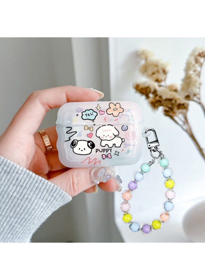 Shell Sister جراب حماية بتصميم كلب جرافيتي لسماعات AirPods 4 مع سلسلة تعليق، جراب سماعات بلوتوث لاسلكية من Apple، مقاوم للسقوط، تصميم مبتكر مانع للانزلاق - Image 1