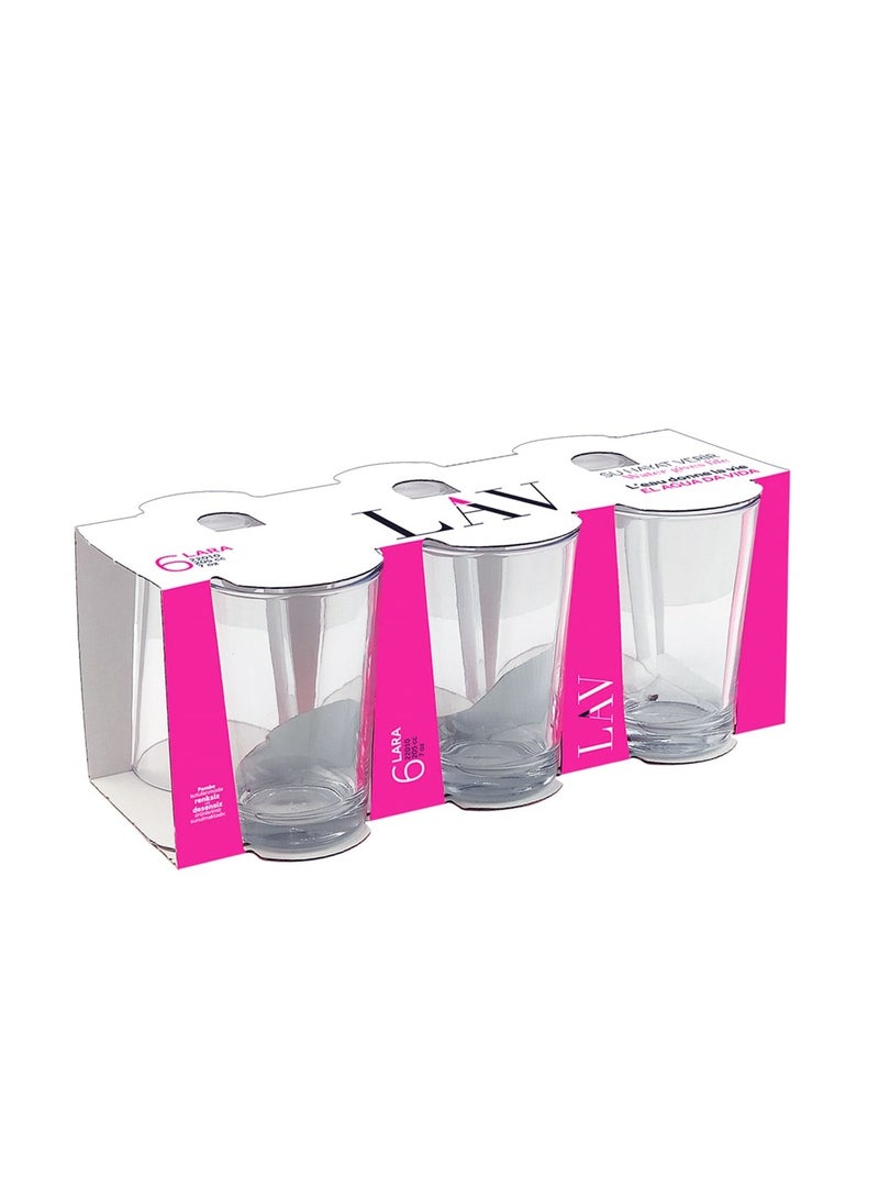 LAV 6 Pieces Lara Water Glass Set 205 Ml - Clear - Image 3