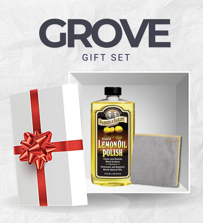 GROVE Parker & Bailey Lemon Scent Lemon Oil 16 oz Liquid Bundle with Microfiber Cloth – Cleans, Conditions, and Protects Wood Furniture and Surfaces – Gift Set (2 Items) - Image 5