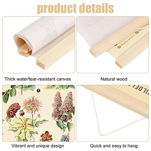 Chenkaiyang 2 Pcs Vintage Poster Hanging,Flowers Wall Hanging Botanical Rustic Retro Colorful Wall Art Prints Flower Chart Posterfor Living Room Bedroom Office Play Room Decor,12.7 X 21.6 Inch - Image 3