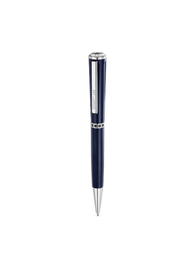 Guy Laroche Vincent Blue Enamel Pen with Stainless Steel Trims & Running Logo - Image 1