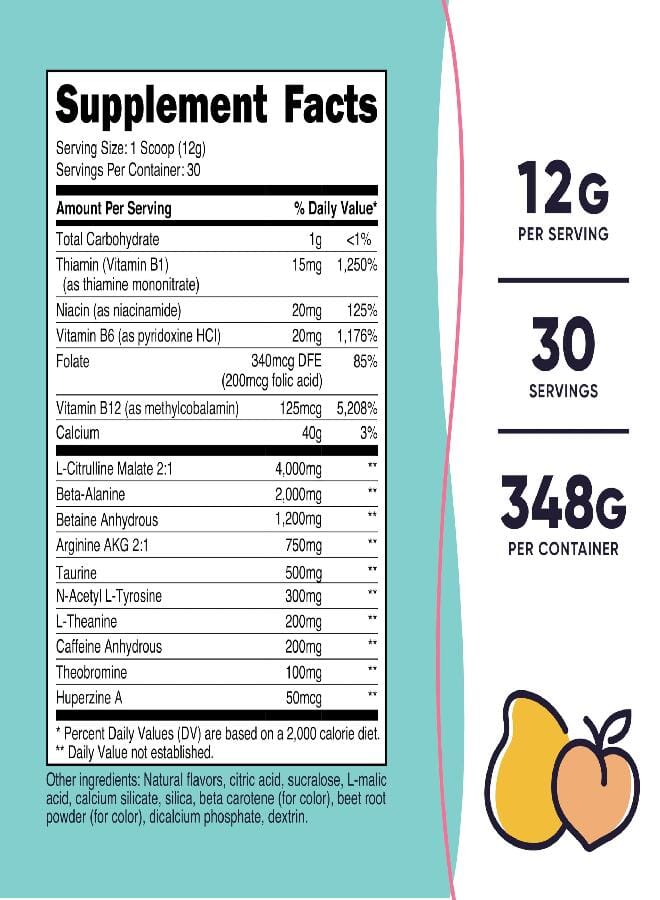 Nutricost Pre-Workout Powder for Women, Peach Mango, 30 Servings - Image 2