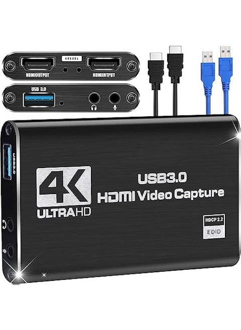 Capture Card  , Video Capture Card, Game Capture Card 4K 1080P 60FPS,  to USB 3.0 Capture Card for Streaming Work with PS4PCOBSCamera
