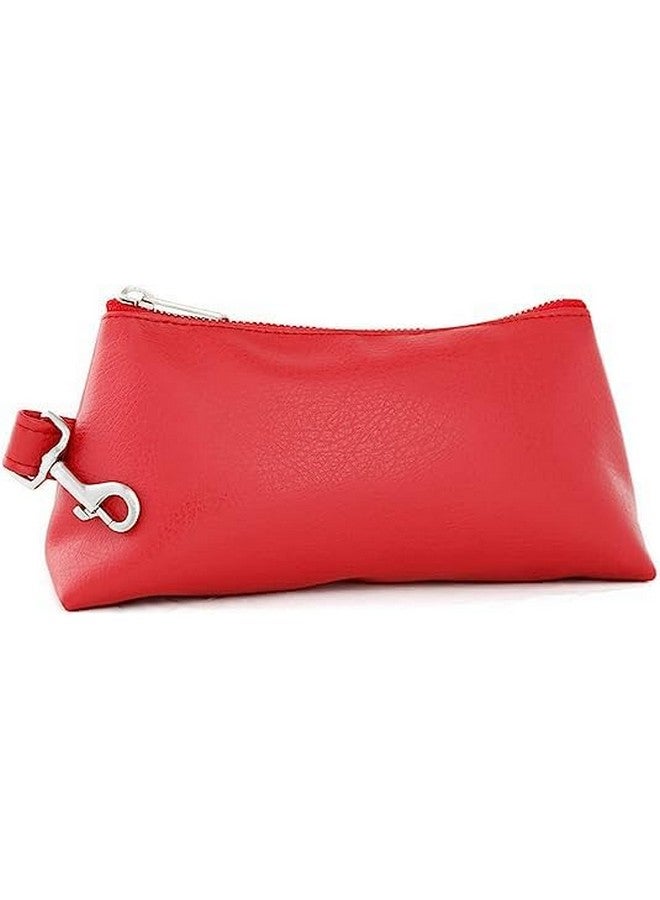 KEYPER KEYPER 2-Piece Luxe Wristlet Set (IT Bag and a Key Ring Bracelet) PU Vegan Leather Classic Clutch Luxury Purse (Red Silver)  - Image 1
