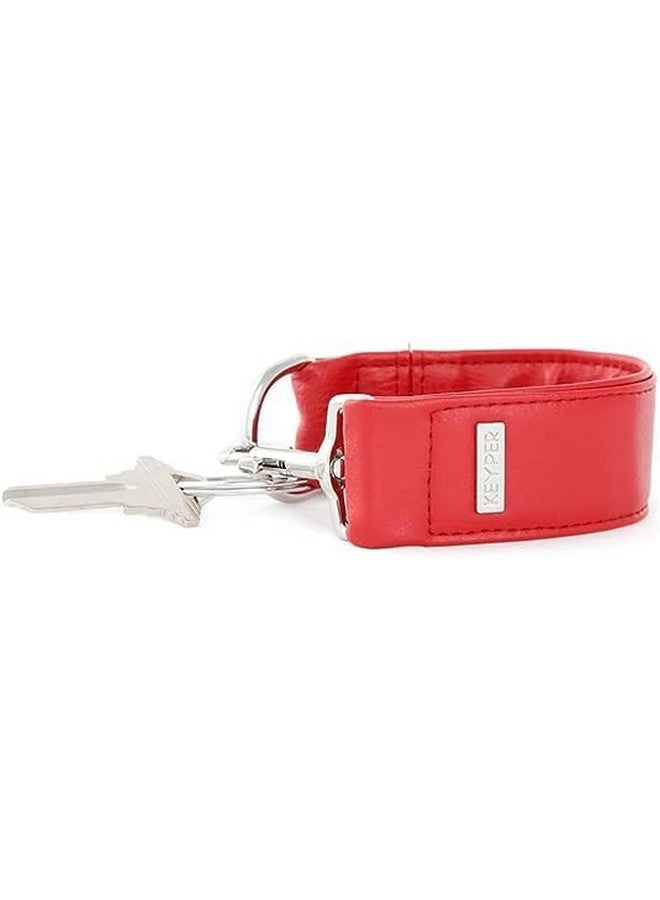 KEYPER KEYPER 2-Piece Luxe Wristlet Set (IT Bag and a Key Ring Bracelet) PU Vegan Leather Classic Clutch Luxury Purse (Red Silver)  - Image 2