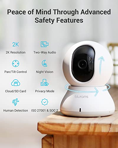 blurams Security Camera 2K Baby Monitor Dog Camera 360degree for Home Security White2Pack - Image 3