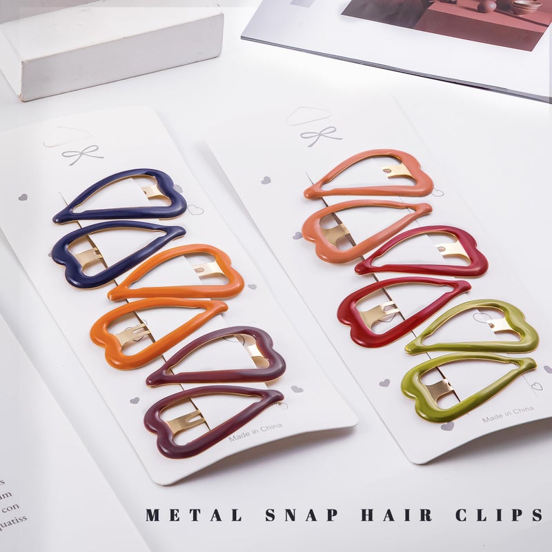 Cptots 12 PCS Metal Snap Hair Clips Heart Shape Barrettes for Women Non Slip Accessories For Thick and Thin Fine Hair,Bright Multi-colored,1.9 x 1.1 Inches. - Image 3