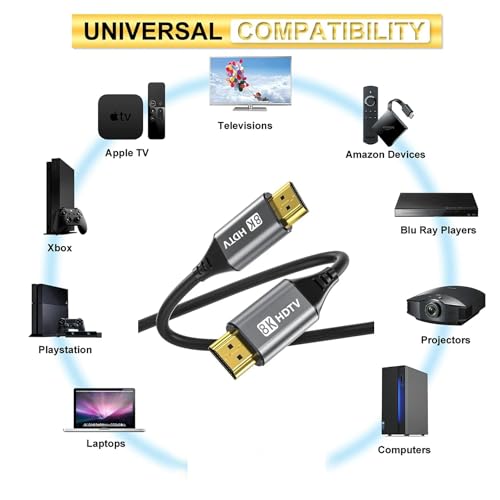XIKKART HDMI Cable | 8K, HDMI Cable 15 Meter | Certified 48Gbps 1ms Ultra High Speed 2.1 Cable 4k/8k 60Hz HDR10+ ARC eARC DTS:X Compatible for Mac Gaming PC Sound bar TV (Black) - Image 3