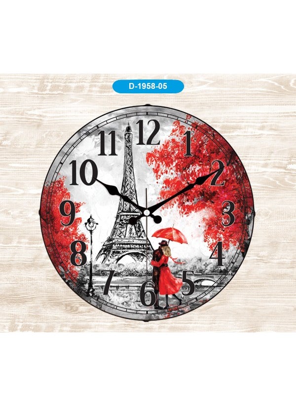 Galaxy D-1958-05 Bombe Mica Glass Wall Clock Eiffel Tower 
