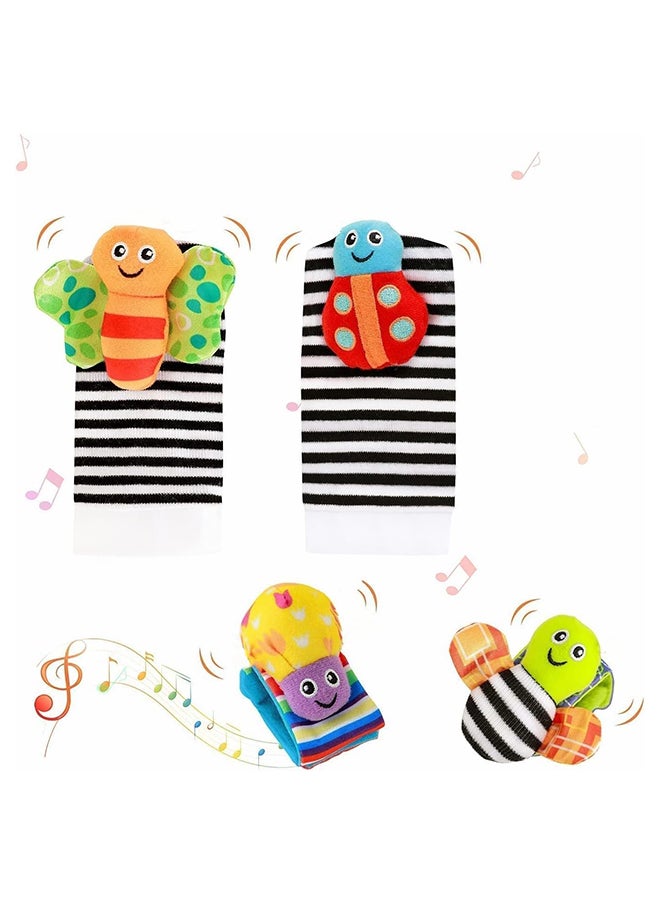 SKY-TOUCH SKY-TOUCH Rattle Toys for Baby Wrist and Foot Rattles for Infants, 4 pcs Newborn Baby Soft Toys and Foot finder Set, Newborn Baby Socks Toys for Boys GirlsToys for Infants  - Image 2
