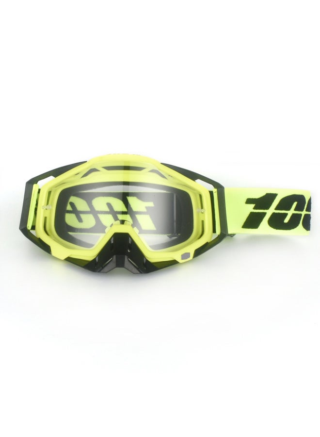 Motorcycle Goggles Yellow Frame Black Nose Transparent Film Windbreak Riding Glasses for Cross-country Helmet
