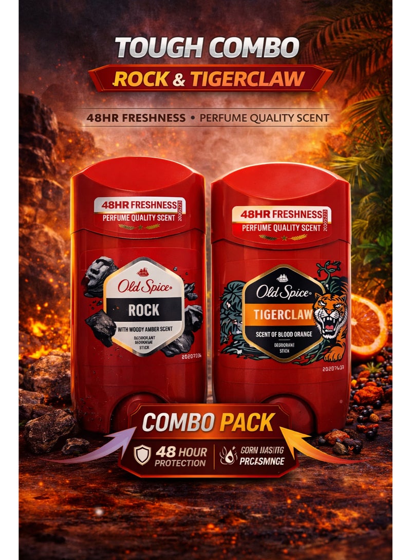 Rock & Tigerclaw Deodorant Stick 48H Freshness 2x50 ml