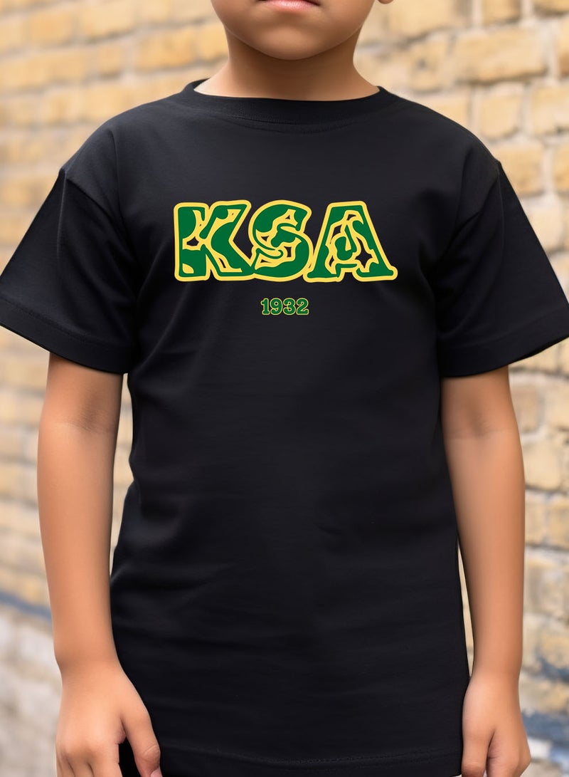 لوحة تيشيرت قطن للأطفال مناسب للأولاد والبنات لمناسبة اليوم الوطني السعودي أو للفخر بالانتماء للوطن في كل الأوقات - Image 4