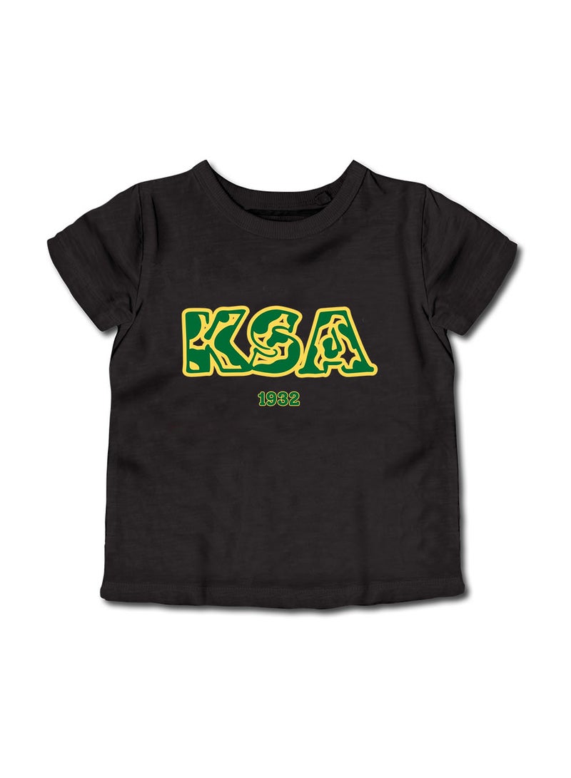 لوحة تيشيرت قطن للأطفال مناسب للأولاد والبنات لمناسبة اليوم الوطني السعودي أو للفخر بالانتماء للوطن في كل الأوقات - Image 1