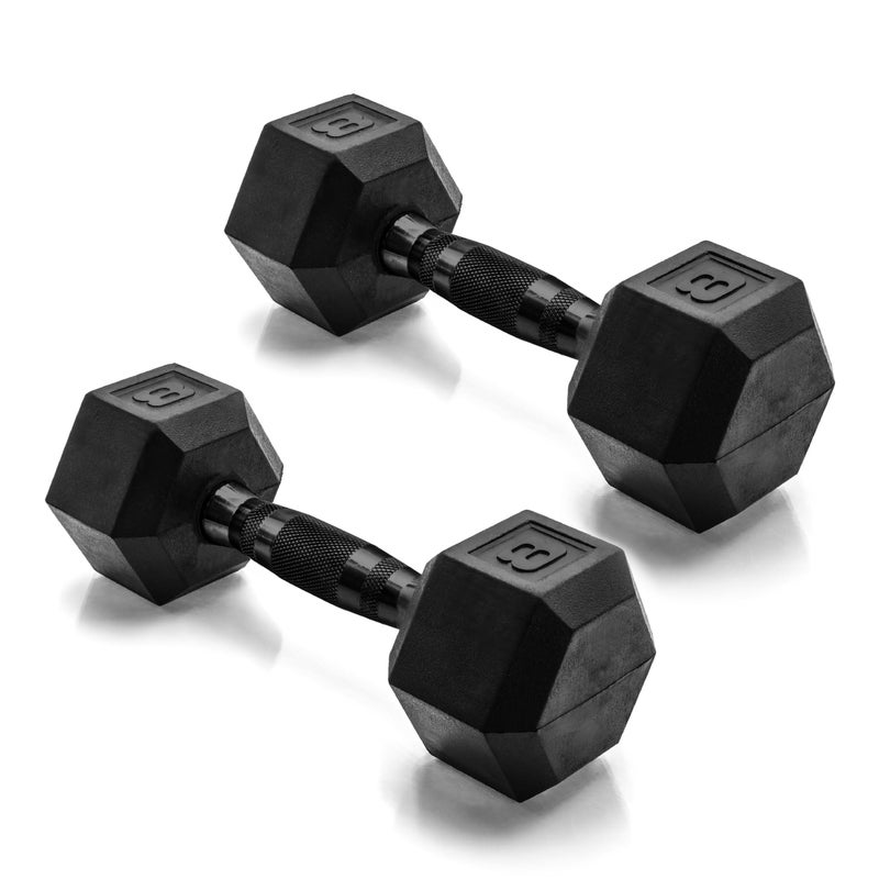 CAP Barbell 8 LB Coated Hex Dumbbell Pair with Black Handle - Image 1