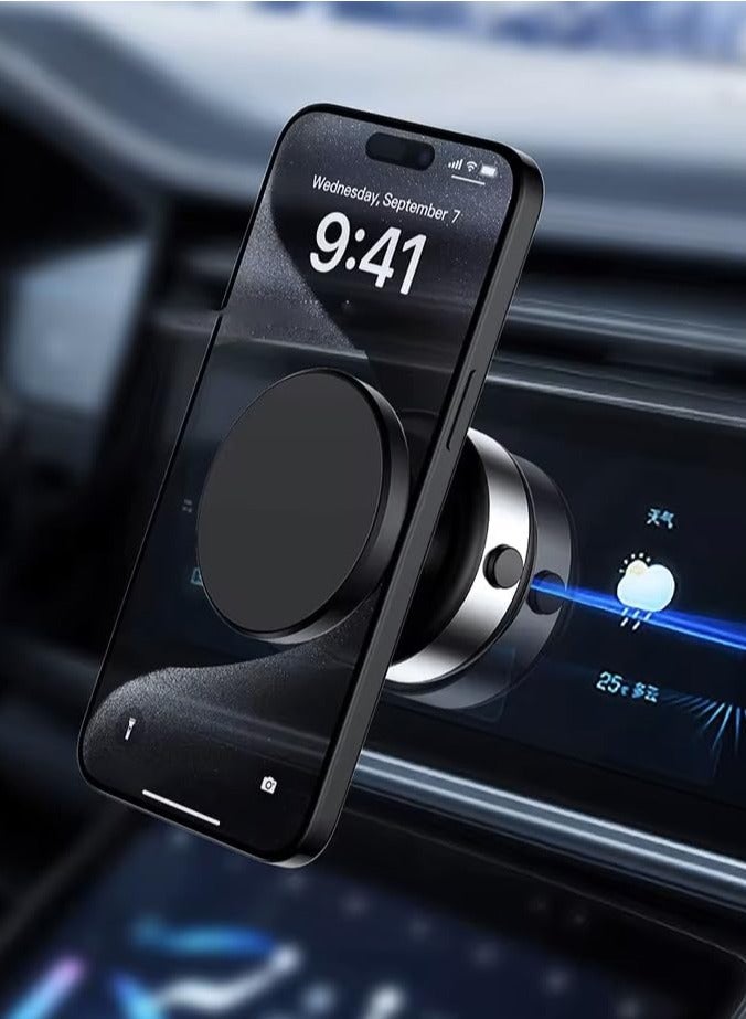 Magnetic Suction Phone Holder for Car, Mirror, and Gym – 360° Rotation Magnetic Cell Phone Mount (Silver) - Image 2