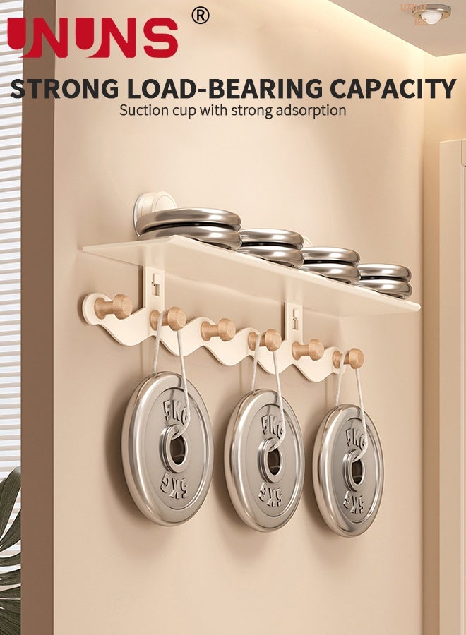 UNUNS Wall Hooks With Shelf,Clothes Hanger with Two Suctions, Wall Mounted Coat Backpack Key Hanger,Wall Floating Rack Hanging in Entryway,Living Room,Bathroom,Bedroom,Kitchen,White - Image 5